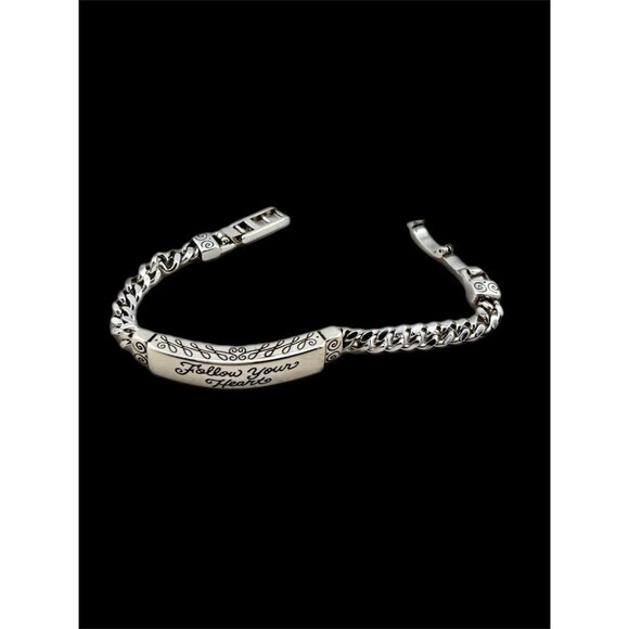 Brighton Follow Your Heart Silver Bar ID Bracelet 7"-8” - Picture 2 of 5